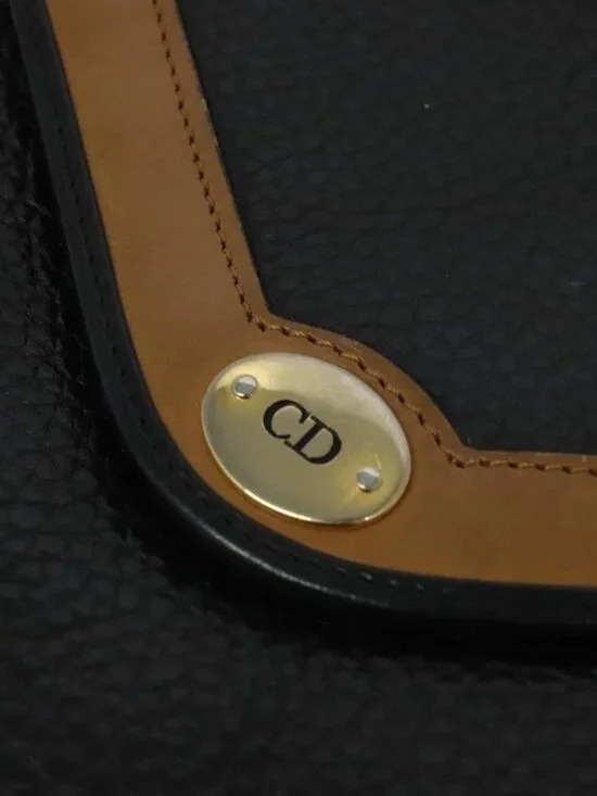 Christian Dior Shoulder Bag Leather Black Gold Auth BA2043 - Picture 12 of 16